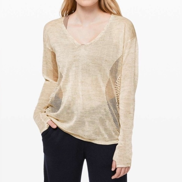 *NWT* Lululemon Still Movement Sweater Heathered Muslin Cream Tan Size 6 - Picture 1 of 12